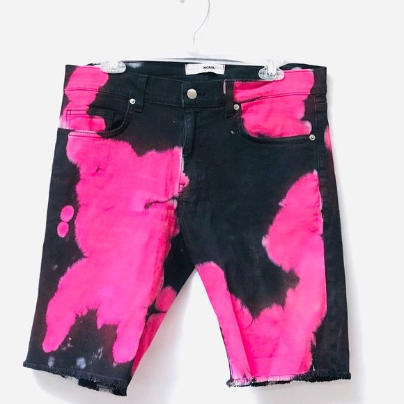 Fashion Nova Other - FASHION NOVA Shorts Black Tie Dye Pink Black 32"